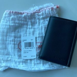 NWT black trifold coach wallet